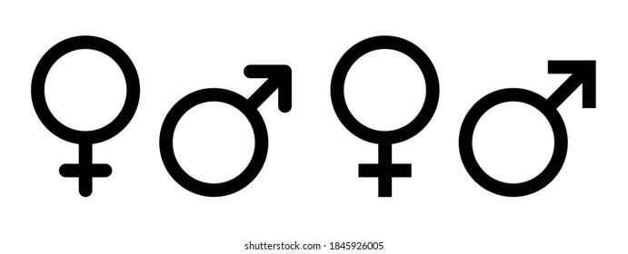 Male Female Icon Vector. Man And Women Symbol Isolated In Line Style. Editable Stroke. Vector