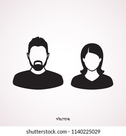 Male and female icons. Businessman and en. Flat vectbusinesswomen user avatar. Man and womor illustration.