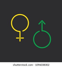 Male and female icons, vector illustration design. Neon logo collection.