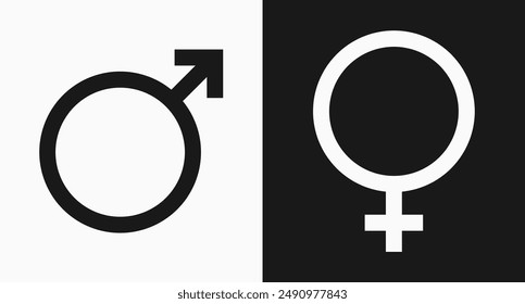 Male and Female Icons: vector illustration of male and female icons with black and white background