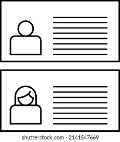 male and female identity card flat vector illustration set