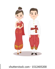 Male and Female  in Laos  tradition dress vector