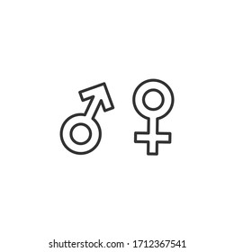 Male And Female Line Icons. Simple Outline Style Design. Vector Illustration.