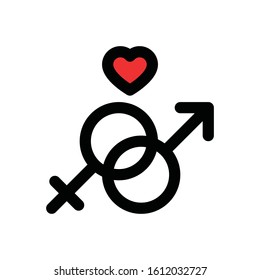 male and female love or romance sign related valentine day vector with editable stroke