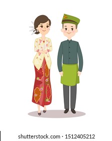 Male and Female  in Malaysia tradition dress vector