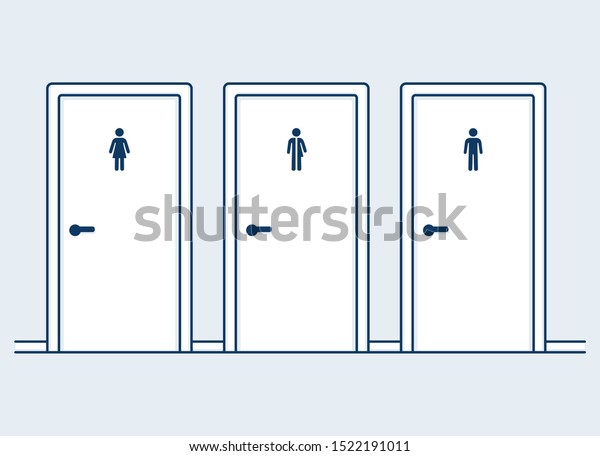 Male Female Mixed Restrooms Simple Modern Stock Vector