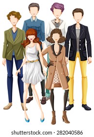 Male and female models in fashionable clothes