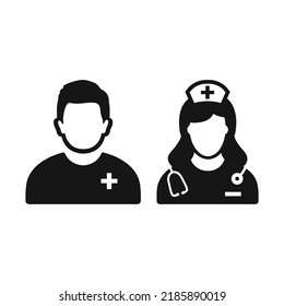 Male And Female Nurse Icon. Editable Vector EPS Symbol Illustration. 