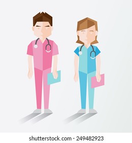 Male And Female Nurse Vector Illustration