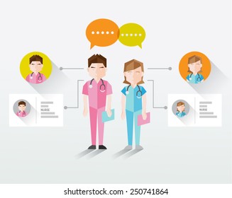 Male and Female Nurse Vector Illustration
