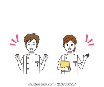 Male and female nurses. health care worker. Vector illustration.