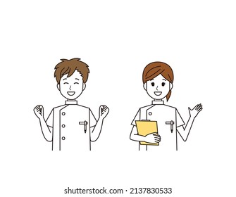Male and female nurses. health care worker. Vector illustration.
