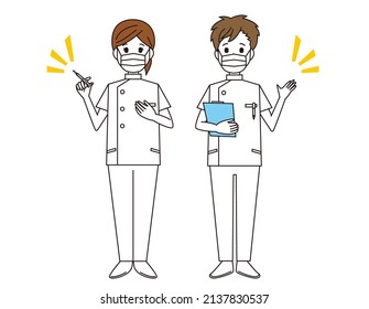 Male and female nurses. health care worker. Vector illustration.