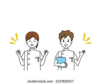 Male and female nurses. health care worker. Vector illustration.