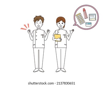 Male and female nurses. health care worker. Vector illustration.