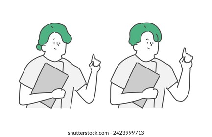 Male and female nurses pointing while holding files illustration