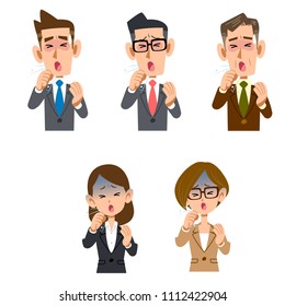 Male and female office worker of a coughing company worker