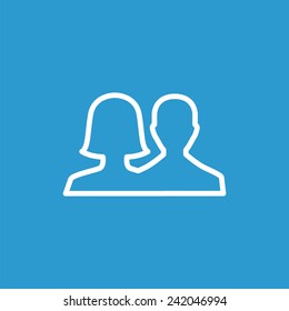 male female outline icon, isolated, white on the blue background. Exclusive Symbols male female outline icon, isolated, white on the blue background. Exclusive Symbols