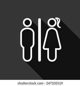 Male & Female Outline Icons As Toilet Sign With Shadow