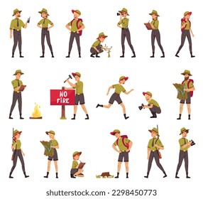 Male and Female as Park Ranger or Forest Rangers Protecting and Preserving National Parklands Big Vector Set