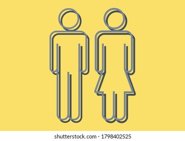 Male and female pictogram vector on a yellow background