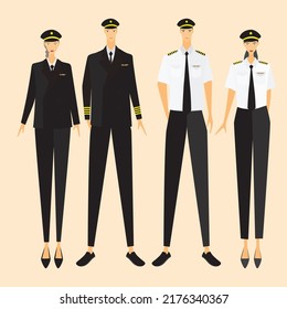 Male and female pilot uniform