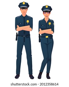 Male And Female Police officers team standing Pose.