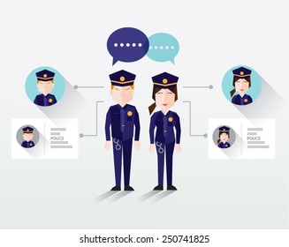 Male and Female Police Vector Illustration