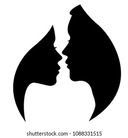 Male and female profile silhouette