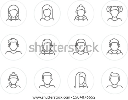 Male and Female Profiles vector set. Avatar collection with man and woman characters. Avatars suitable for profile page, social network, social media, info graphics, websites, print and interfaces.