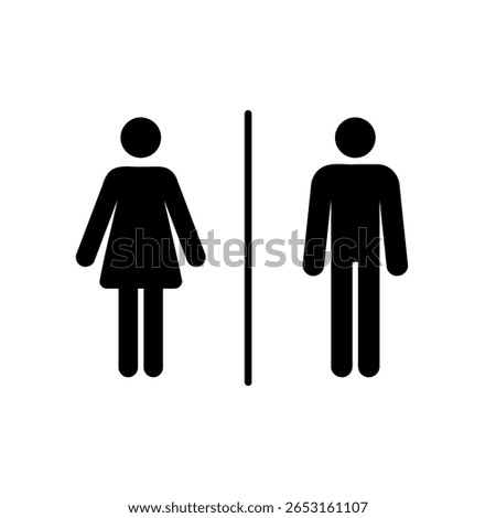 male and female public restroom sign, woman and man silhouette, simple vector symbol