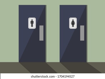 Male and female public toilet doors vector