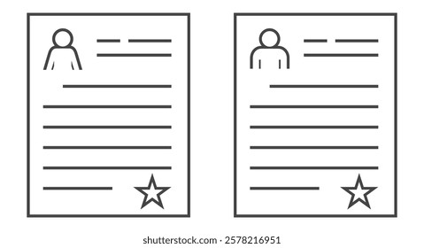 Male and female questionnaire, ballot paper. Personal file, dossier. Flat vector illustration isolated on white background.