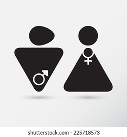 Male and Female Restroom Gender Symbol Icon.  Vector Illustration. 