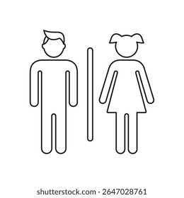 Símbolo Masculino E Feminino Do Banheiro Ícone Da Linha. Símbolo de Banheiro Específico de Gênero. Instalações Públicas, Identificação De Banheiro, Símbolo De Contorno De Inclusão De Gênero. Traço editável. Ilustração de vetor isolada.
