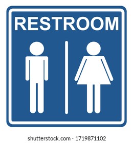 Male and Female Restroom sign on blue background_vector illustration