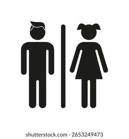 Símbolo De Banheiro Masculino E Feminino Ícone Sólido. Símbolo de Silhueta de Indicador de Banheiro Específico de Gênero. Instalação Pública, Banheiro E Sinalização Sanitária. Ilustração de vetor isolada.