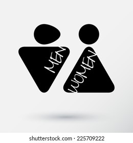 Male and Female Restroom Symbol Icon.  Vector Illustration. 