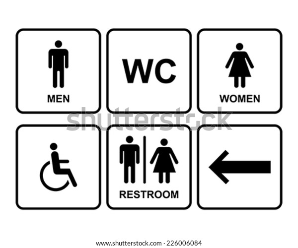 Male Female Restroom Symbol Icons Set Stock Vector (Royalty Free) 226006084