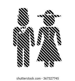 Male and female restroom symbol sign in retro style. Vector illustration.