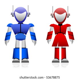 Male and Female Robot Vector