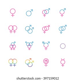 Male And Female Sexual Orientation Icon Set In Thin Line Style