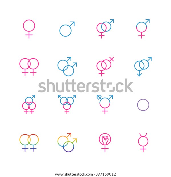 Male Female Sexual Orientation Icon Set Stock Vector Royalty Free 