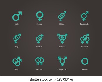 Male And Female Sexual Orientation Icons. Vector Illustration.