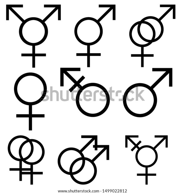 Male Female Sexual Orientation Icons Set Stock Vector Royalty Free