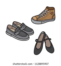Male and female shoe icon. minimalist flat design