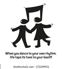 Male and Female Sign Dancing with Musical Note Head