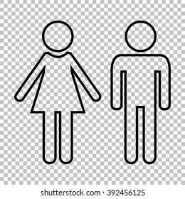 Male And Female Sign Line Vector Icon On Transparent Background