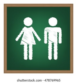 Male And Female Sign. White Chalk Effect On Green School Board.