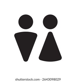  male and female silhouette pair icon. Simplified human duo, perfect for restroom signs or gender-neutral icons.
